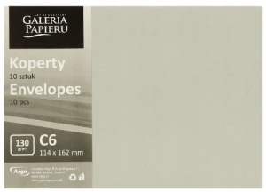 Koperty C6 gładkie jasnoszare satynowe 130g Galeria Papieru