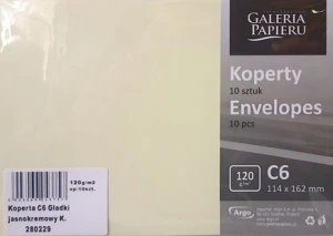 Koperty C6 gładkie Jasnokremowy 120g Galeria Papieru