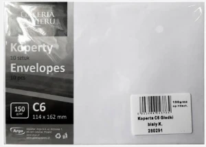 Koperty C6 gładkie biały 150g Galeria Papieru