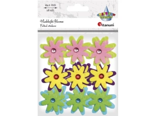 Naklejki filcowe kwiatki z kryształkiem 18szt 307884 Titanum