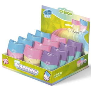 Temperówka podwójna owalna z pojemnikiem pastel Cricco