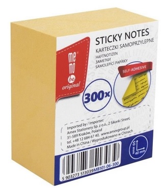 Bloczek samoprzylepny 40x50mm 300K żółty MemoBe_89834