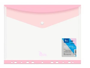 Teczka kopertowa A4 PP na zatrzask z perforacją Różowa BT614-R Tetis