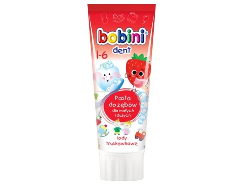 Pasta do zębów dla dzieci z fluorem lody truskawkowe 75ml 12m+ Bobini_90124