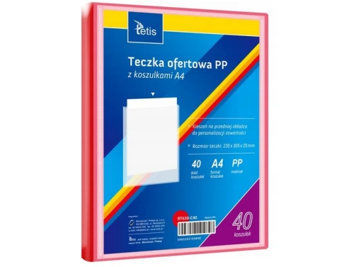 Teczka ofertowa A4 40 koszulek czerwona BT630-C40 Tetis_90145