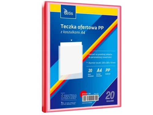 Teczka ofertowa A4 20 koszulek czerwona BT630-C20 Tetis_90151