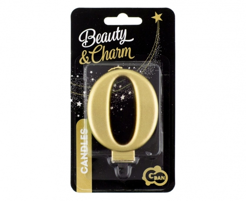 Świeczka Urodzinowa Cyfra 0 8cm Metalik Złota Godan_48765