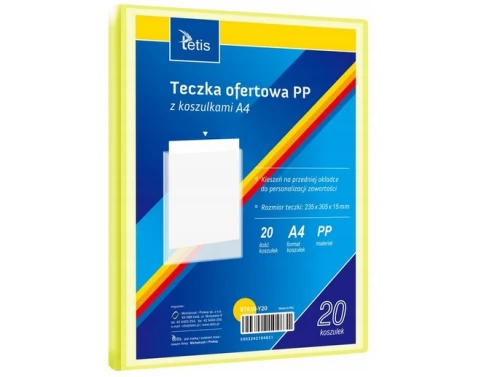 Teczka ofertowa A4 20 koszulek żółta BT630-Y20 Tetis_90153