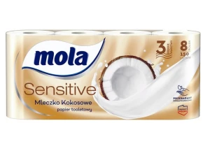 Papier toaletowy 8 rolek 3-warstwowy Kokosowy Sensitive Mola
