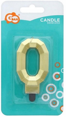 Świeczka Cyfra 0 Diament 7.6cm złoty Godan_90928