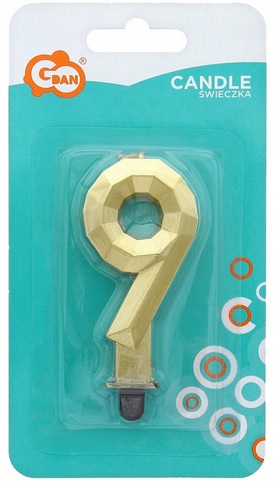 Świeczka Cyfra 9 złoty Diament 7.6cm Godan_90930