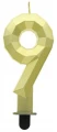 Świeczka Cyfra 9 złoty Diament 7.6cm Godan_90929