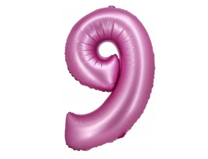 Balon foliowy Cyfra 9 satyna różowa 76cm CH-BSR9 Godan