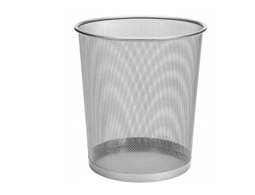 Kosz na śmieci biurowy metalowy siatka 12L Srebrny D.Rect_91535