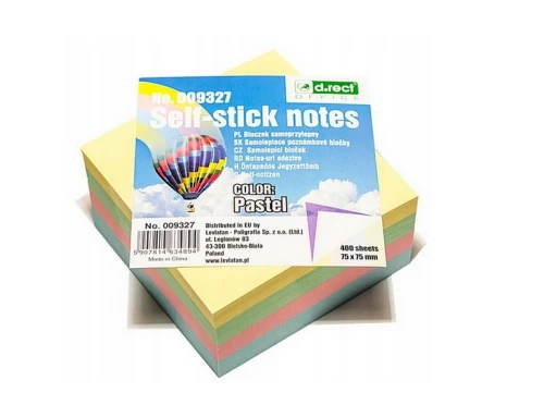 Notes samoprzylepny 76x76 4 kolory pastelowe 400 kartek 009327 D.Rect_91564