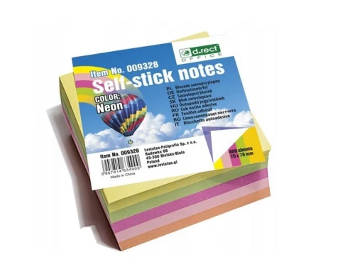 Notes samoprzylepny 76x76 4 kolory neonowe 400 kartek 009328 D.Rect_91565