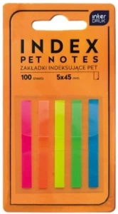 Zakładki indeksujące samoprzylepne plastikowe cienkie kolorowe neon Interdruk