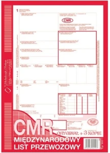 List przewozowy CMR A4 oryginał +3 kopie 800-1 MP 