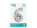 Balon foliowy Cyfra 6 Smart srebrny 76 cm Godan_92298