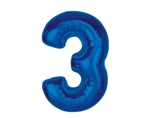 Balon foliowy Cyfra 3 Smart niebieski 92 cm Godan
