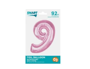 Balon foliowy Cyfra 9 Smart jasnoróżowy 92 cm Godan