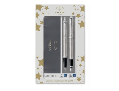 Zestaw Pióro wieczne + Długopis Parker Duo IM Silver CT_92424