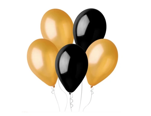 Balony złote i czarne 5 szt. 12” 30 cm Godan_92459