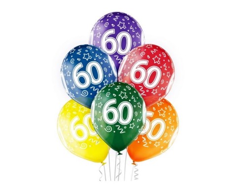 Balony 60. Urodziny Belbal 6 szt. 12” 30 cm Godan_92514