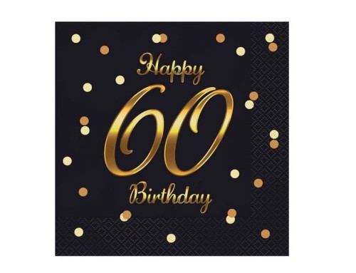 Serwetki Papierowe 60 Happy Brithday czarne 20 szt. Godan_92574