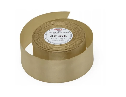 Wstążka satynowa 50mm x 32m złota szara 8127 Aksa_92629