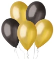 Balony metaliczne Złote i czarne 26 cm 50 szt. Gemar_92690