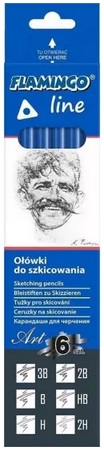 Ołówki do szkicowania 6 sztuk 3B-2H Flamingo Titanum_93209