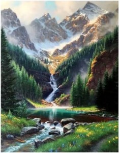 Zestaw malowanie po numerach Potok w górach 40x50cm Titanum