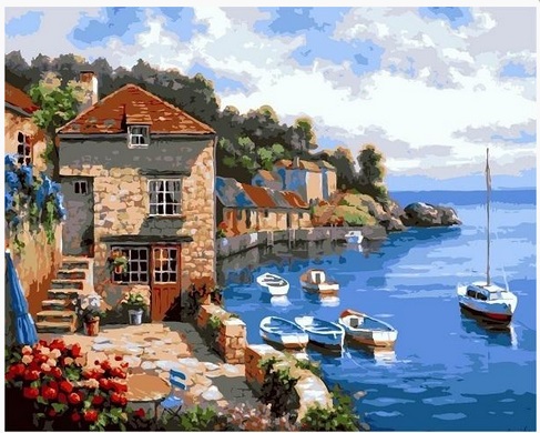 Zestaw malowanie po numerach taras nad morzem 40x50cm Titanum_93258