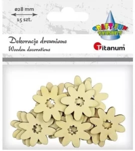 Drewniane kwiaty 28 mm 15szt Titanum