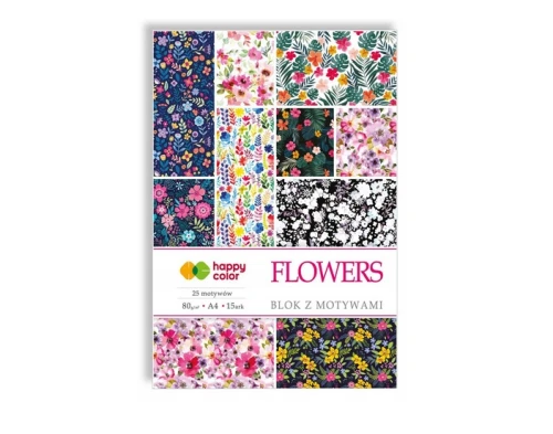 Blok z motywami A4 Flowers 15 arkuszy Happy Color_86344