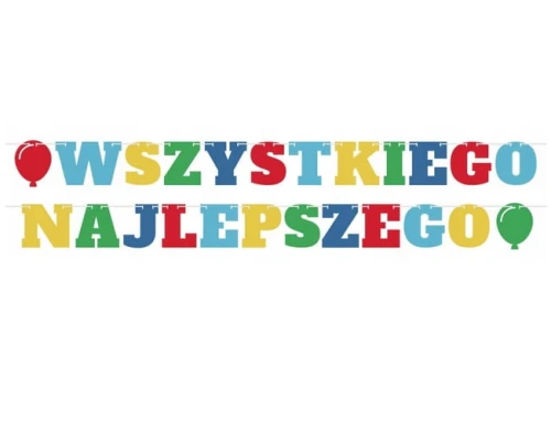 Girlanda papierowa urodzinowa „Wszystkiego Najlepszego” 300cm Godan_82068
