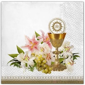 Serwetki "Komunia Hostia Gold" 33 cm 20 szt mix Maki_98673
