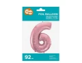 Balon foliowy Cyfra 6 Smart jasnoróżowy 92 cm Godan_92342