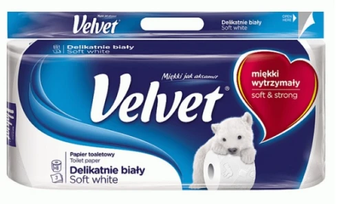 Papier toaletowy 3W 8szt. Delikatny biały Velvet_93441