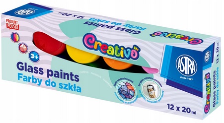 Farby do szkła Ceramiki Porcelany Creativo 12 kolorów x 20ml Astra_93809