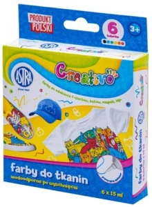 Farby do malowania tkanin ubrań 6x15ml Astra