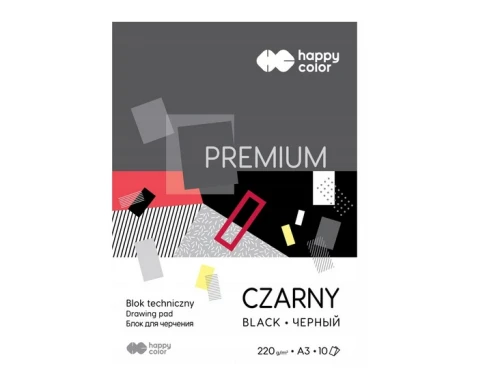 Blok techniczny A3 czarny 220g 10 arkuszy Happy Color_93904