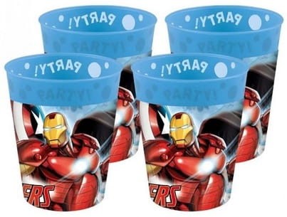 Kubeczki wielokrotnego użytku plastikowe Avengers Marvel Iron Man 250ml 4szt Godan_94146