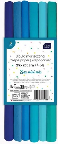 Bibuła marszczona Jungle mini mix sea 200x25cm 6 szt Interdruk_94711