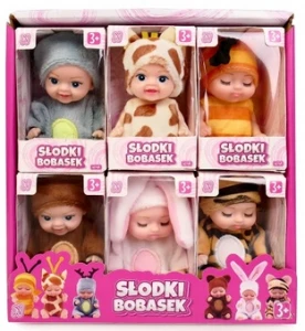 Mini lalka Natalia słodki bobas w śpioszkach zwierzątko Artyk