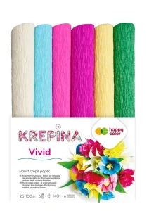 Krepina marszczona Vivid 25x100cm 6kol mix Happy Color