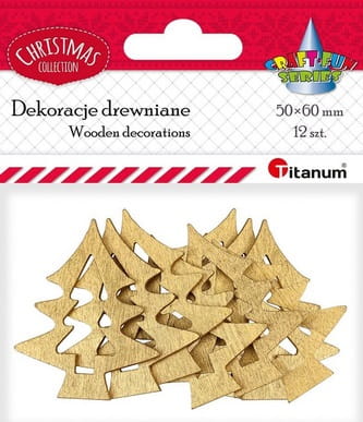 Ozdoby drewniane Złote choinki 12 szt.Titanum_95537