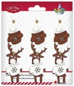 Zawieszki drewniane renifery w sweterkach 6szt Titanum 