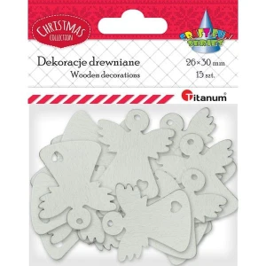 Drewniane anioły białe ażurowe 15 szt. Titanum
